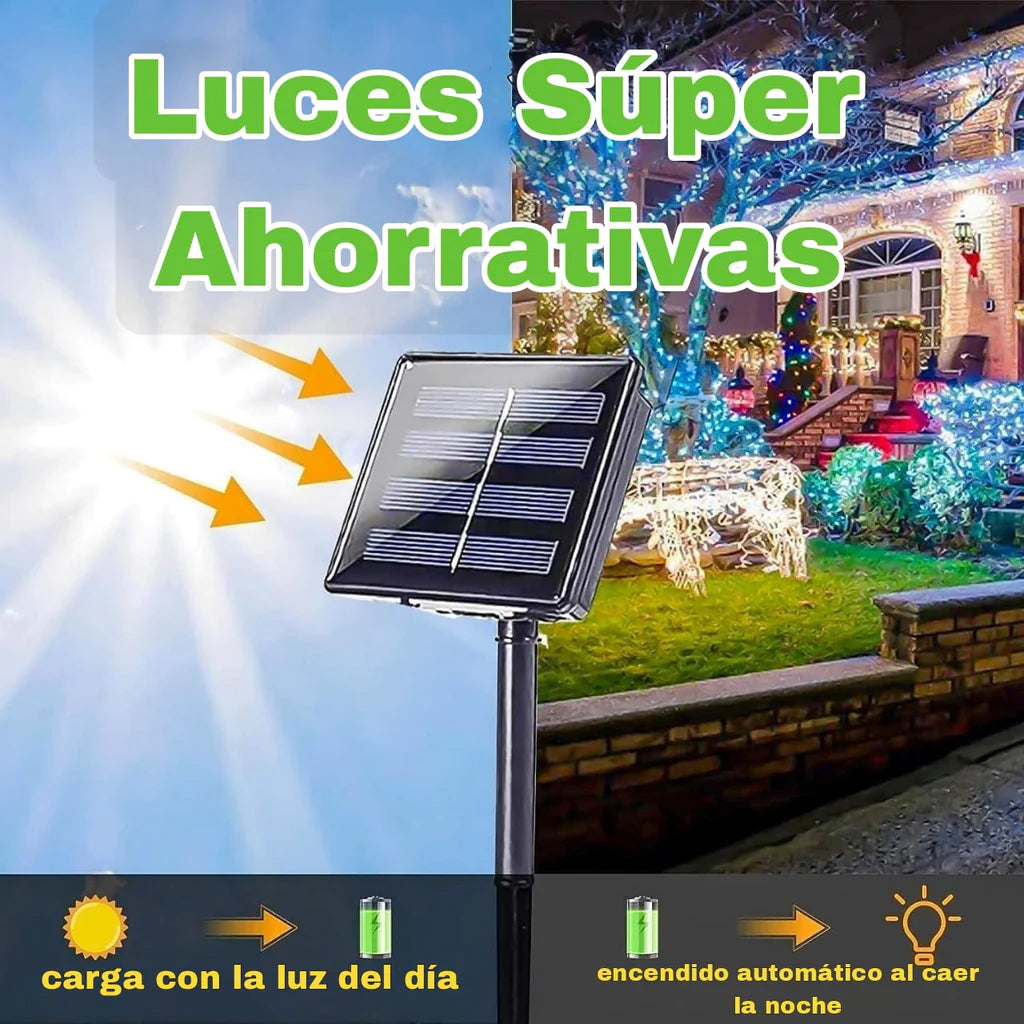 Luces Navideñas Dorado con Panel Solar ( 25 METROS ) / Envio Gratis